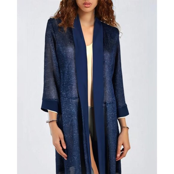 R&M RICHARDS Blue Metallic Evening Cover-Up Cardigan NEW 16W - Picture 11 of 11